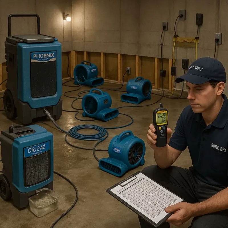 Structural Drying and Dehumidification process in Monroeville, PA